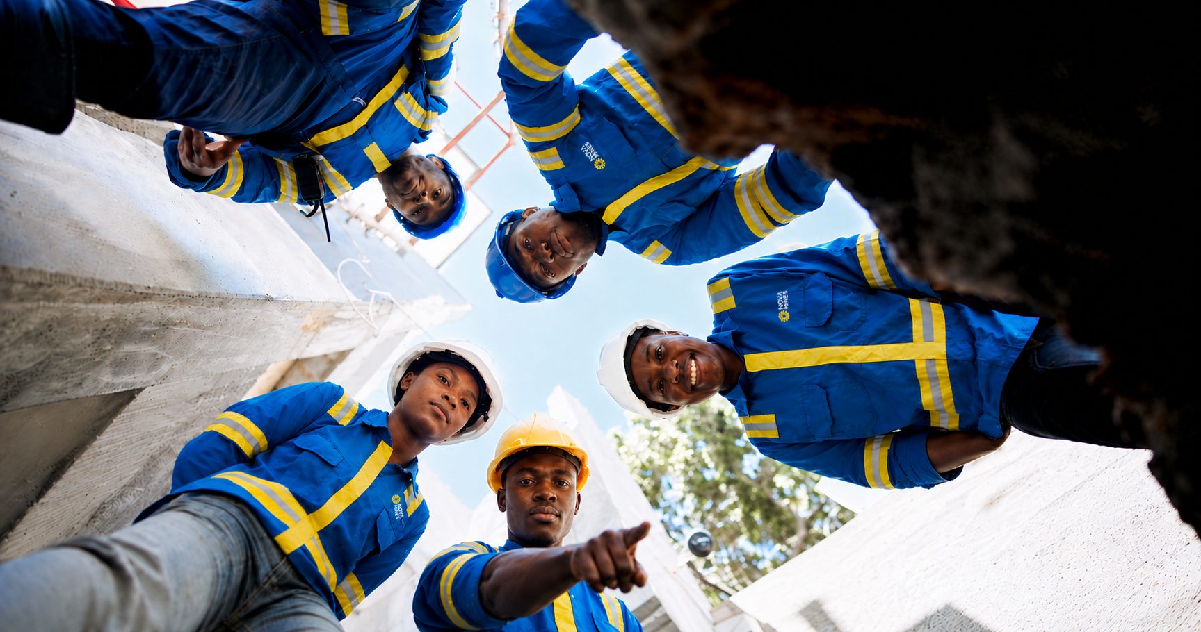 Nova Mines crew gathered on site in branded protective clothing